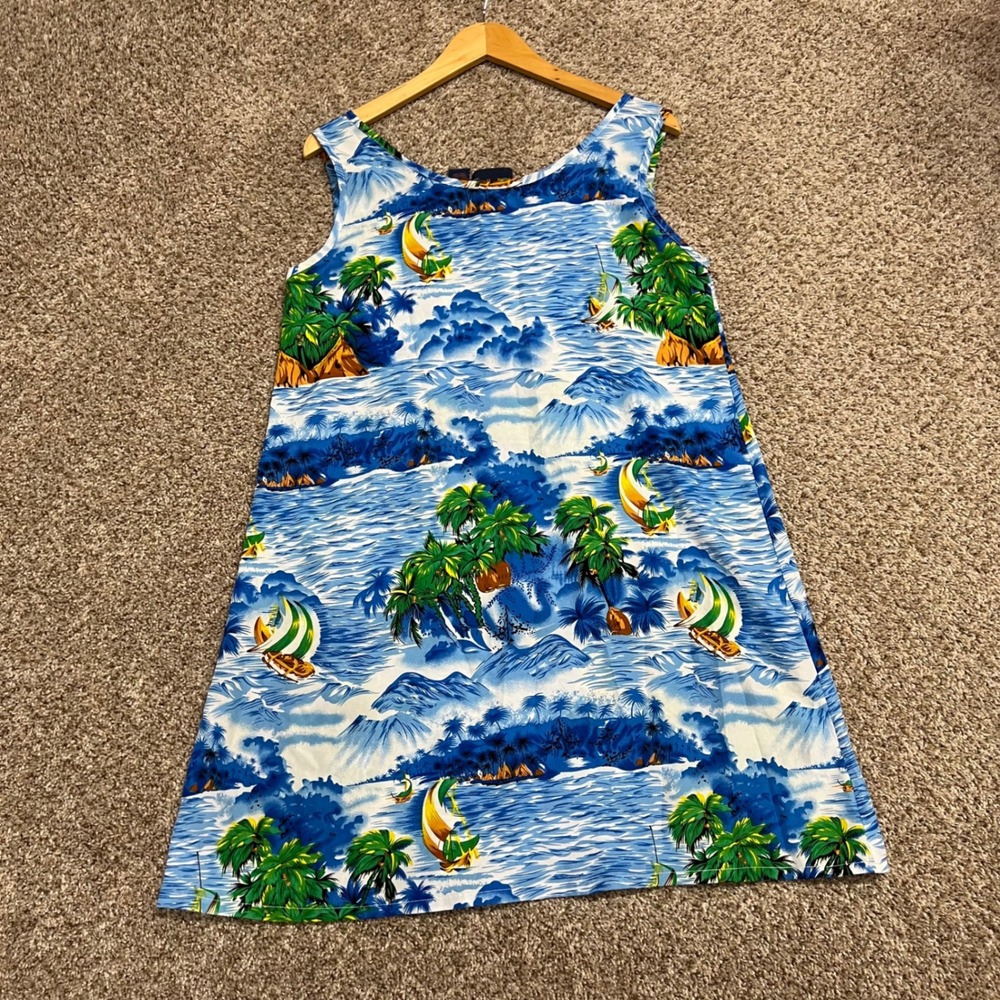 Roundy Bay Womens Tropical Island Sailboat Print Sleeveless Shift Dress Large - Picture 6 of 6